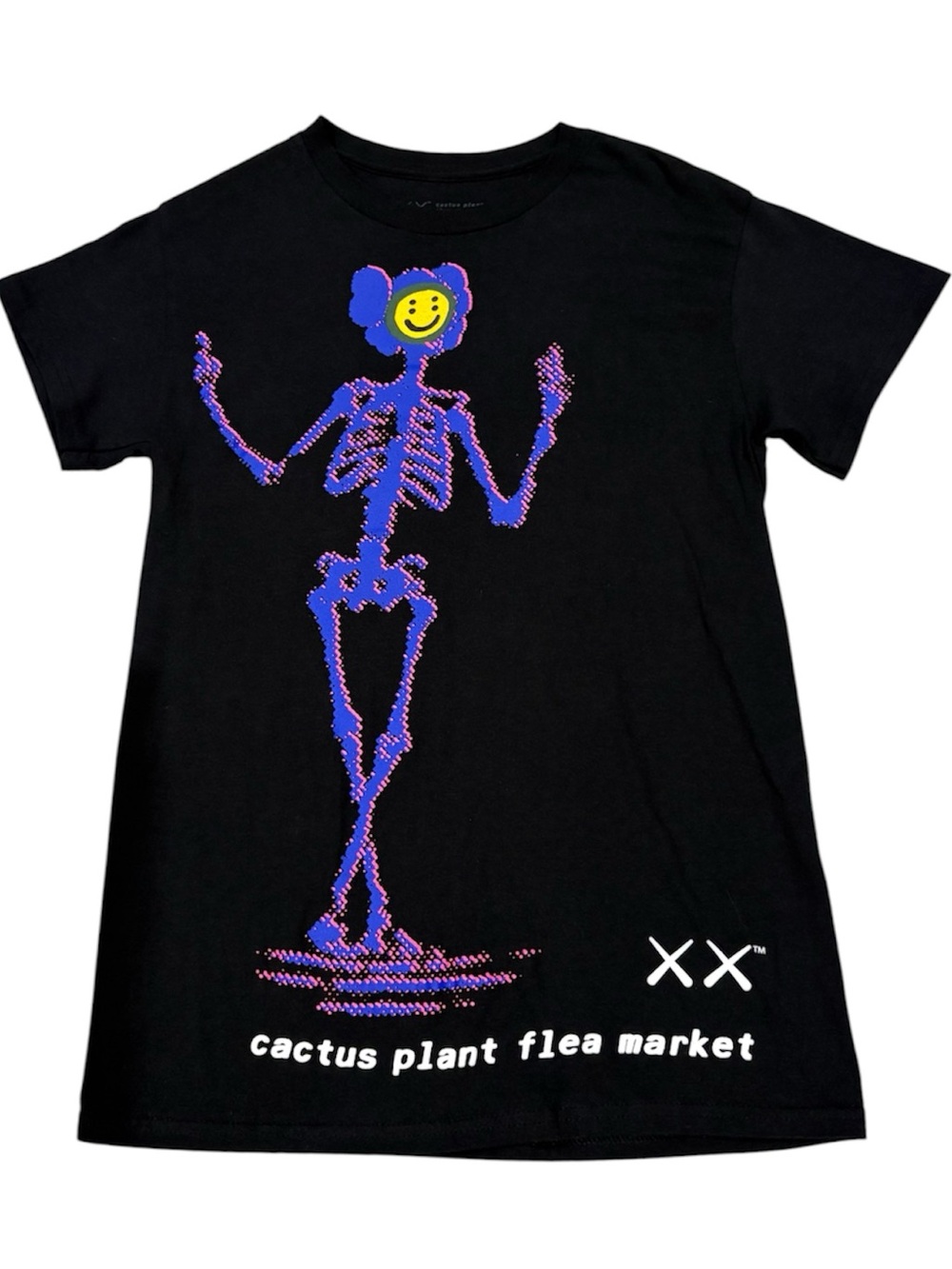 KAWS x Cactus Plant Flea Market CPFM Skeleton Smiley Tee Black Size Small